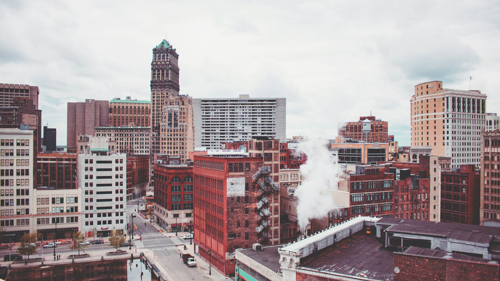 high angle view of high rise buildings