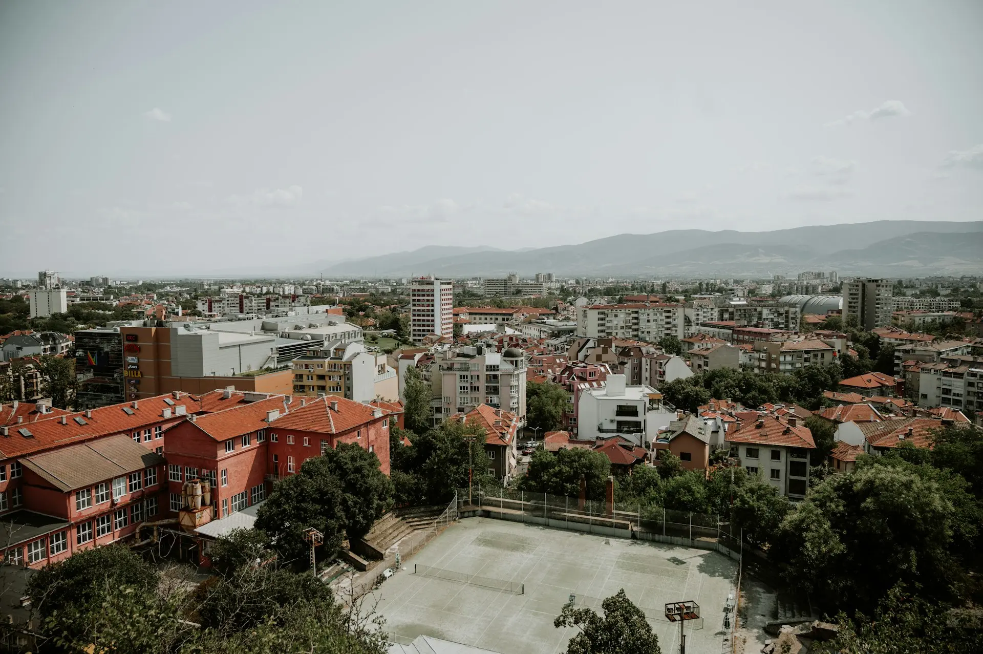 A view of a city from a high point of view