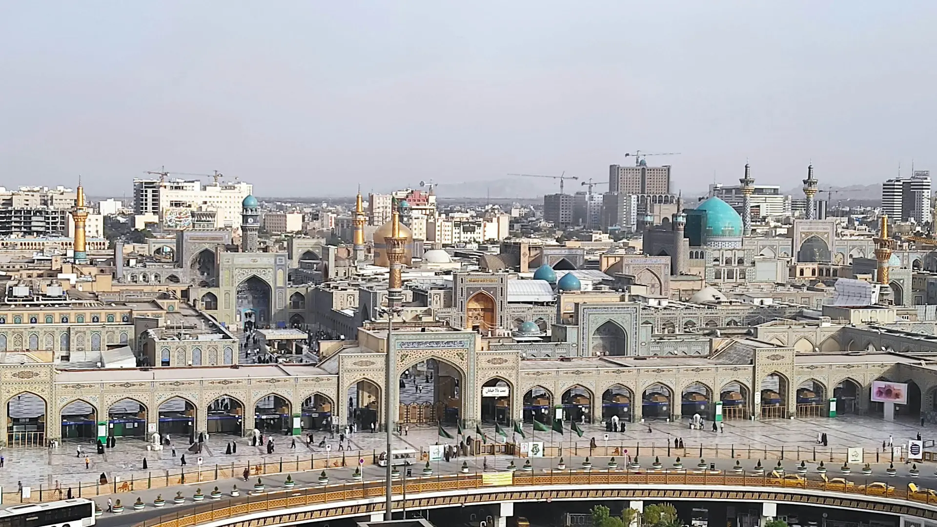 a view of a city with a bridge over it
