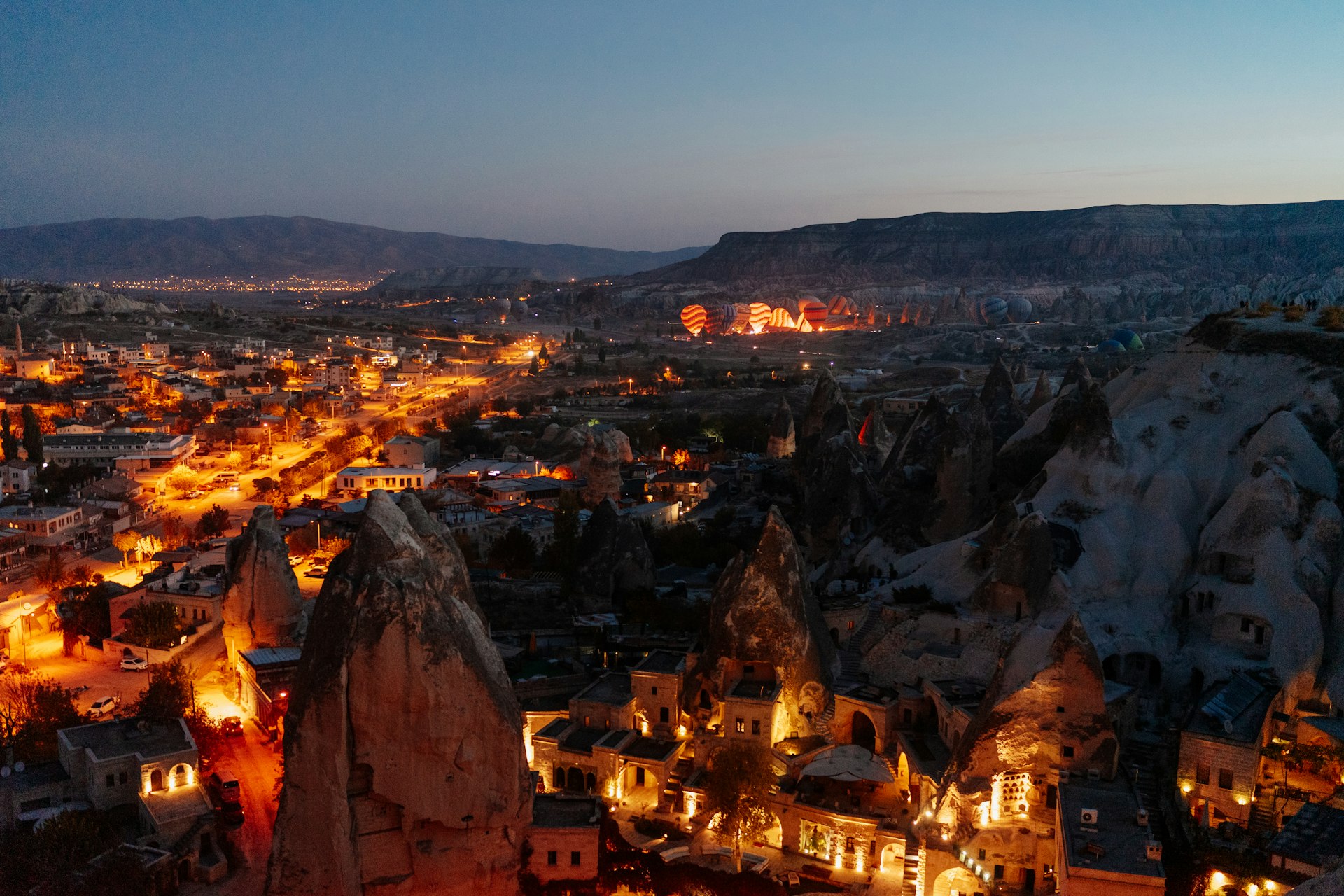 a city with lights at night