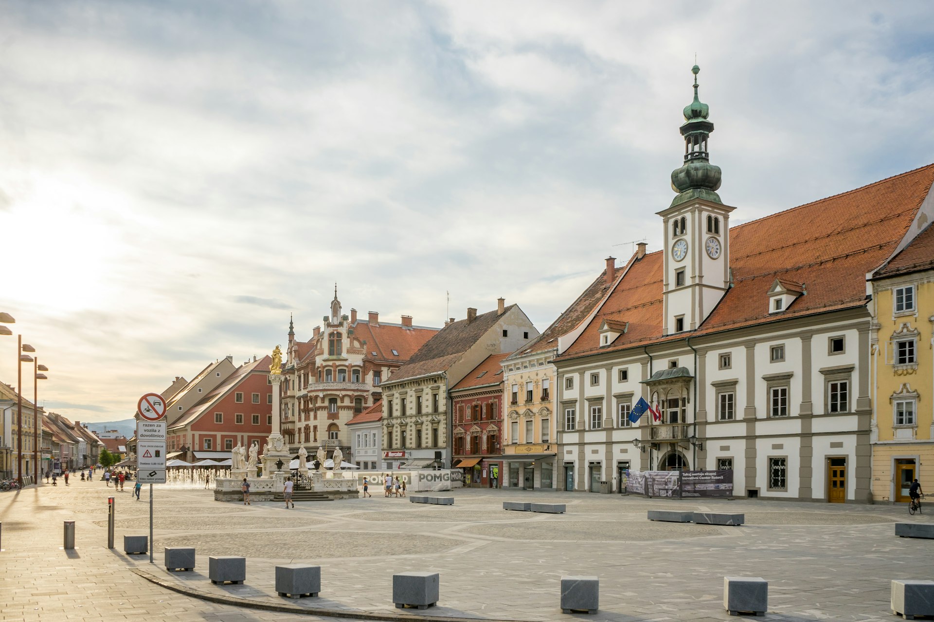 a group of buildings with a tower