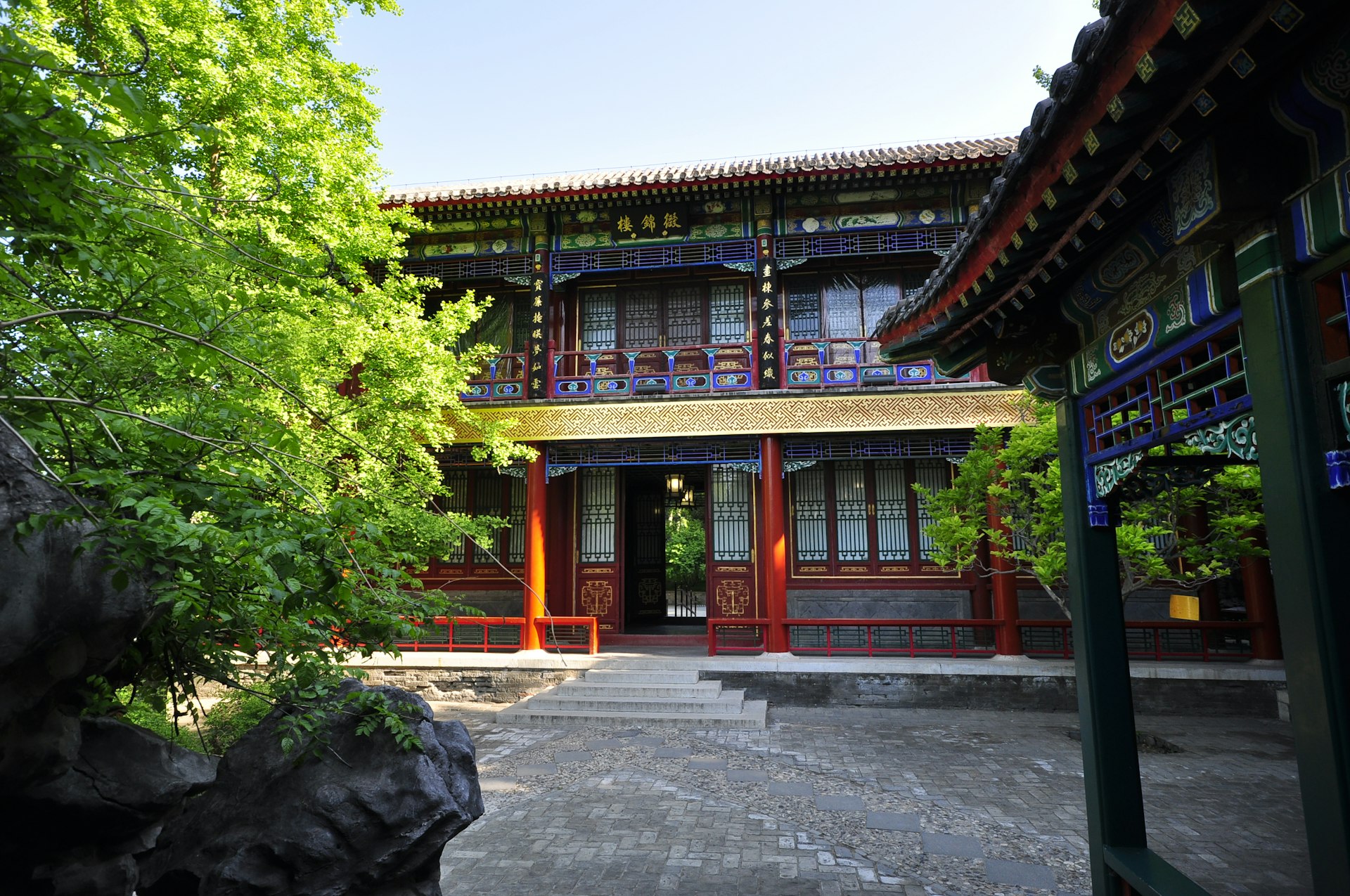 a building with a red roof