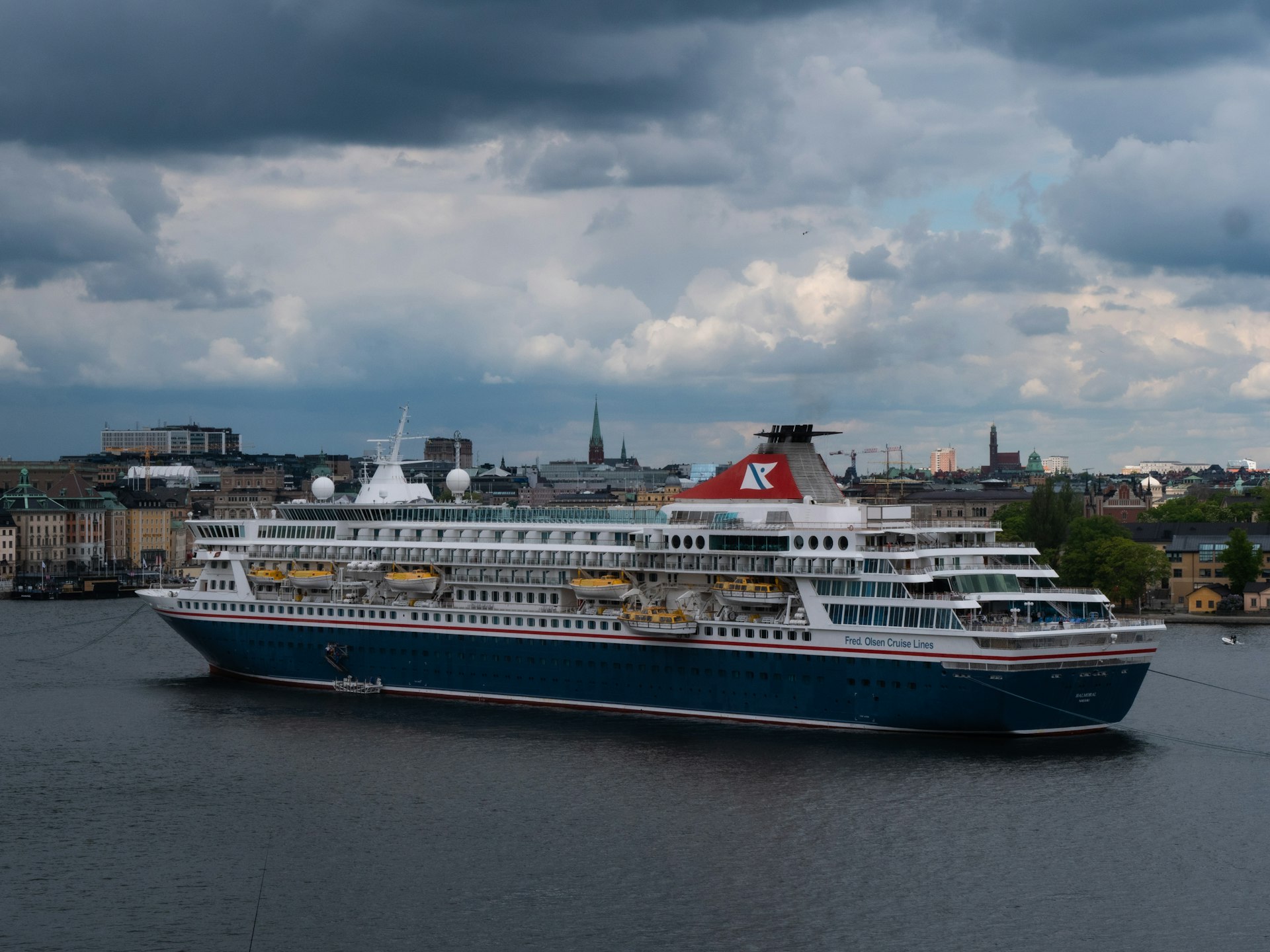 a large cruise ship on the water