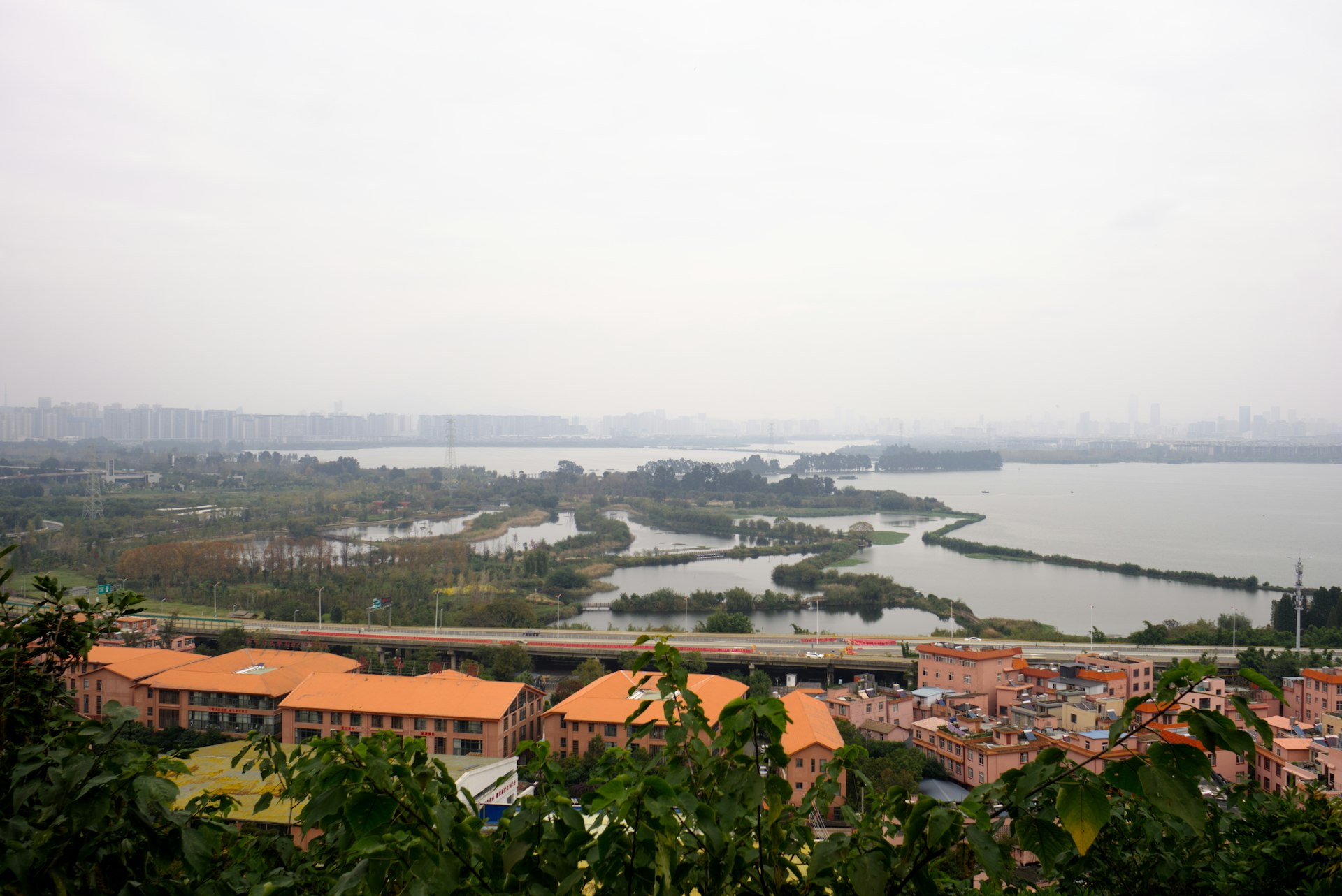 A view of a city and a body of water
