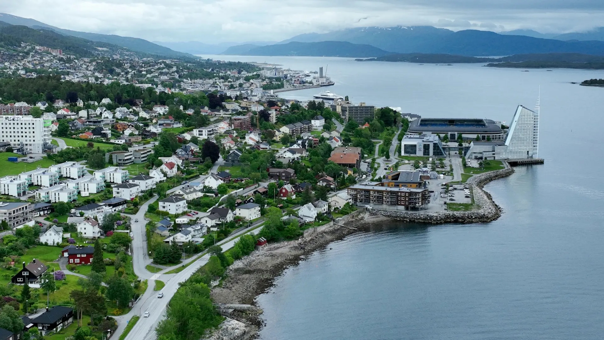 a city next to a body of water