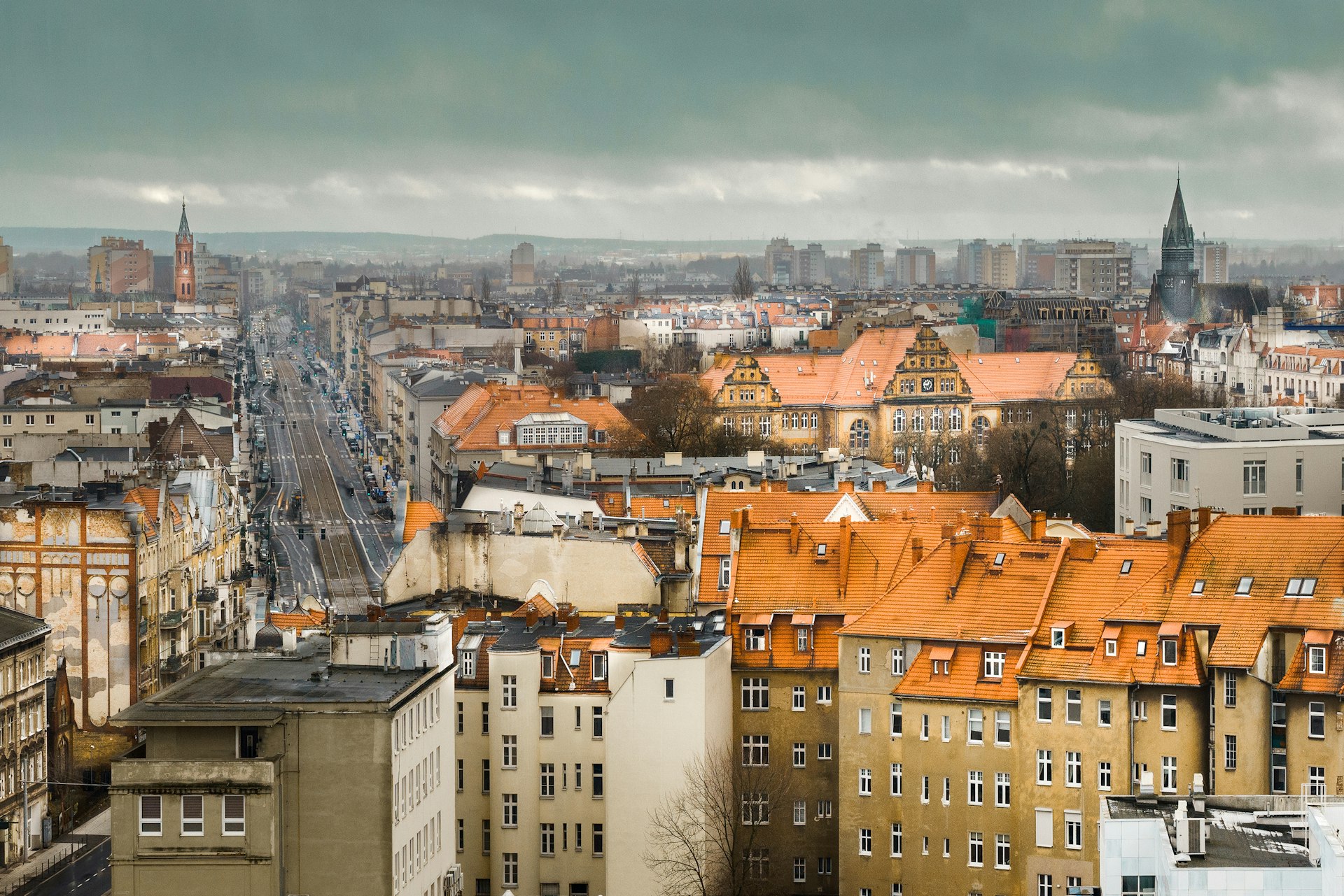 a view of a city from a tall building